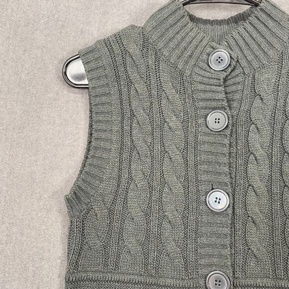 Bongo Womens Sleeveless Gray Cable Knit Sweater Vest Size Medium - Picture 6 of 9